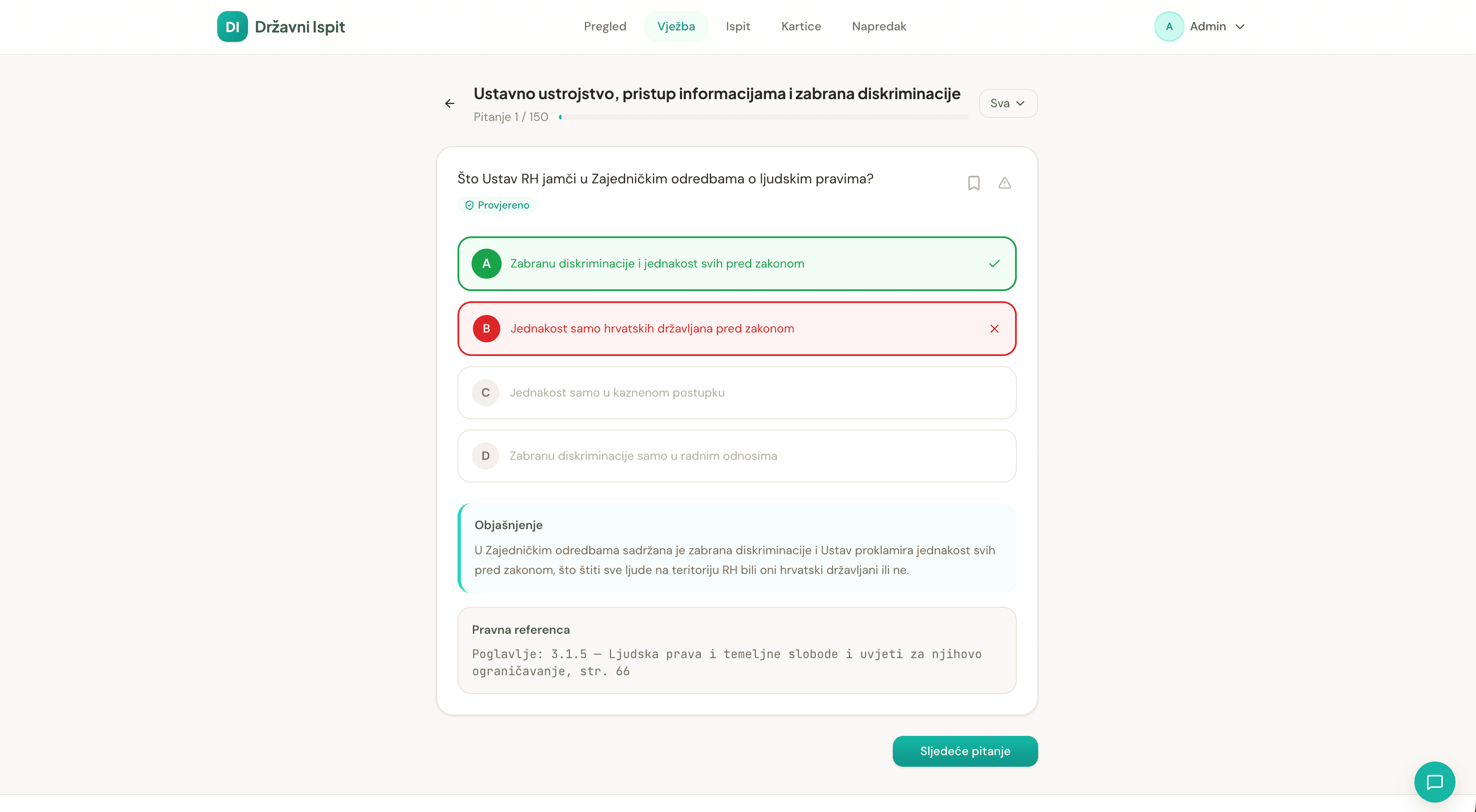 Vježbanje pitanja po predmetima